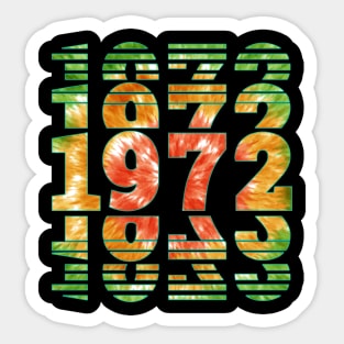 Tie Dye 1972 Birthday Sticker